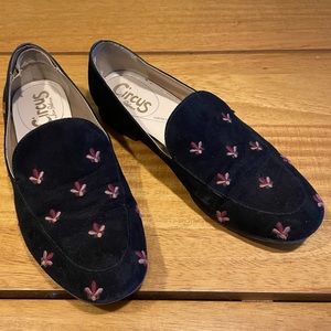 Circus by Sam Edelman Harlem Women's Loafers Black Embroidered Suede